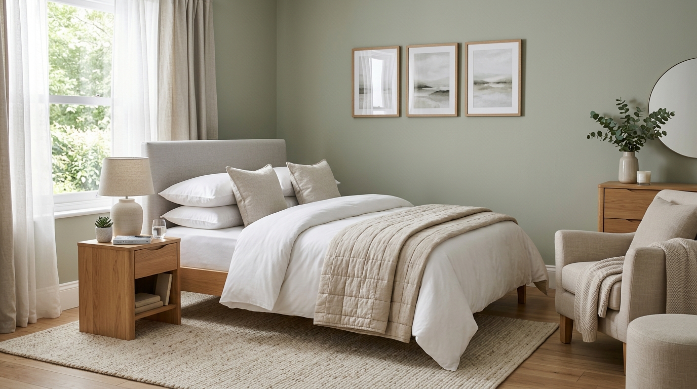 Relaxace a kvalitní spánek — klidná ložnice